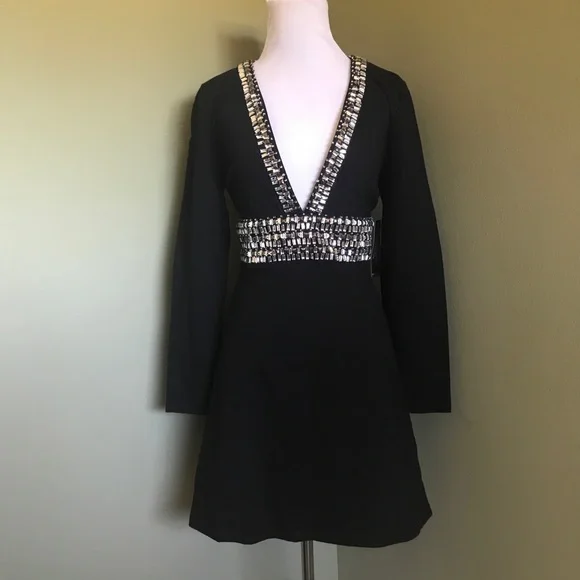 venus long sleeve black dress black long sleeve sweater dress VENUS Bell Sleeve Sweater Dress